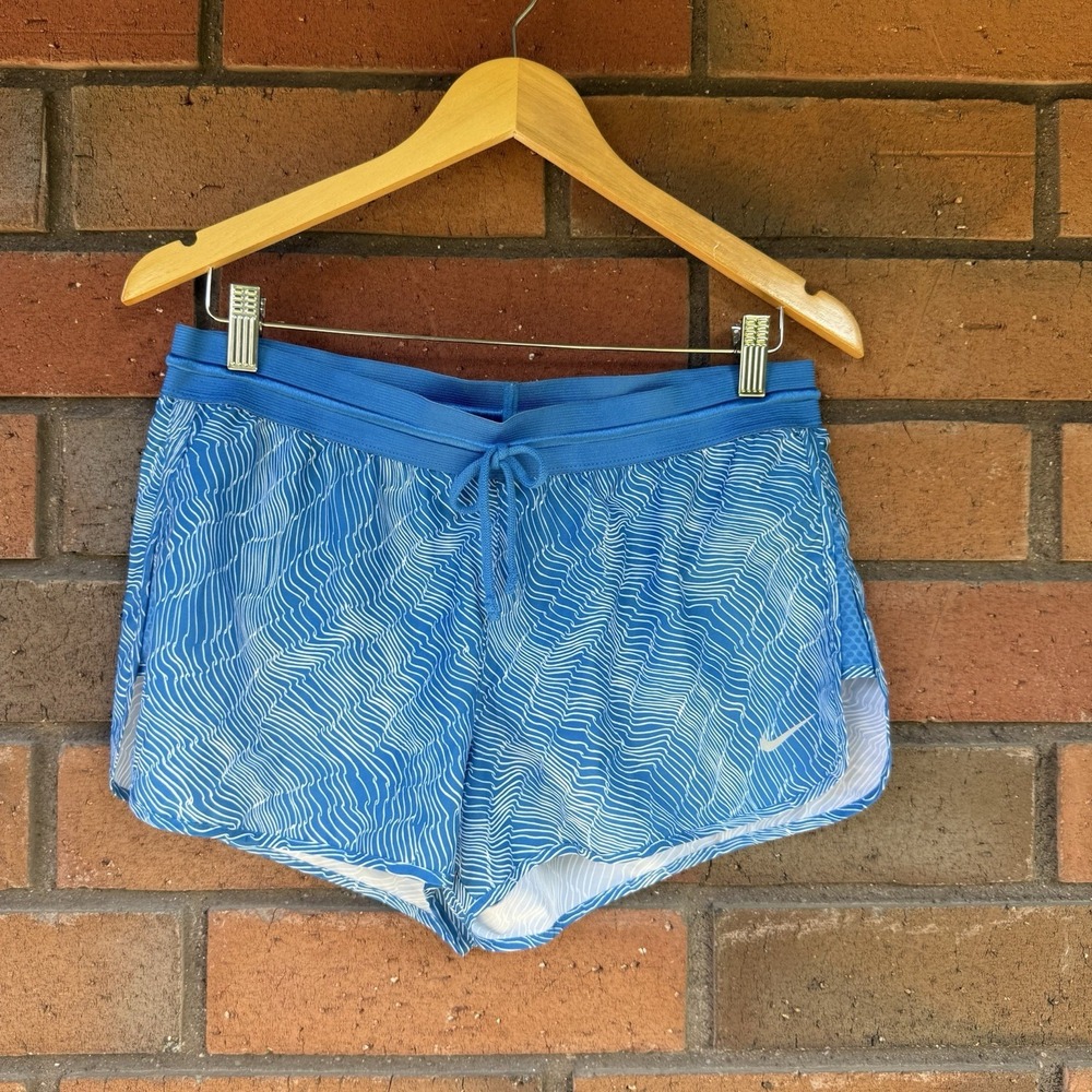 Nike Dri-Fit Dry Run Fast Running Shorts Wave‎ Tie Waist | Blue | Size Medium